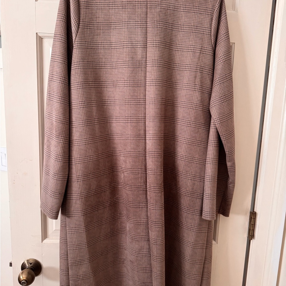 Buckle Black Plaid Longline Open Front Coat – Size Medium - Picture 2 of 3